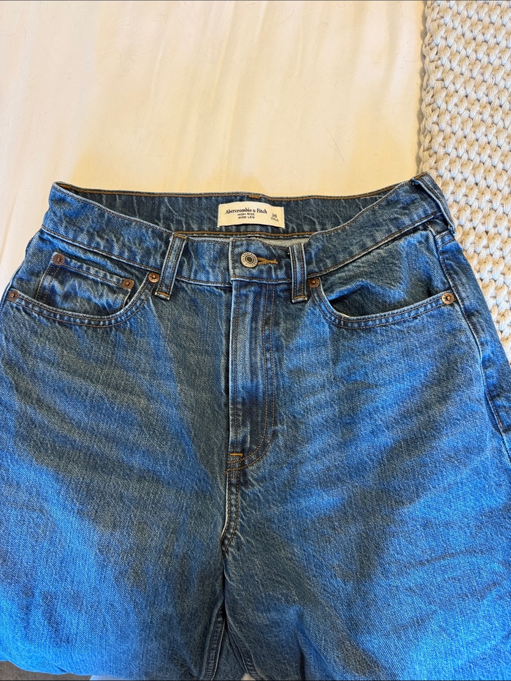 Abercrombie & Fitch Women's Straight Leg Jeans in Dark Blue - Picture 6 of 8